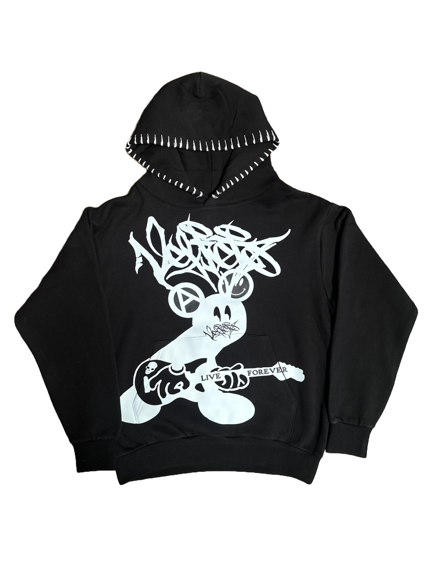LIVE FOREVER stitch hoodie
