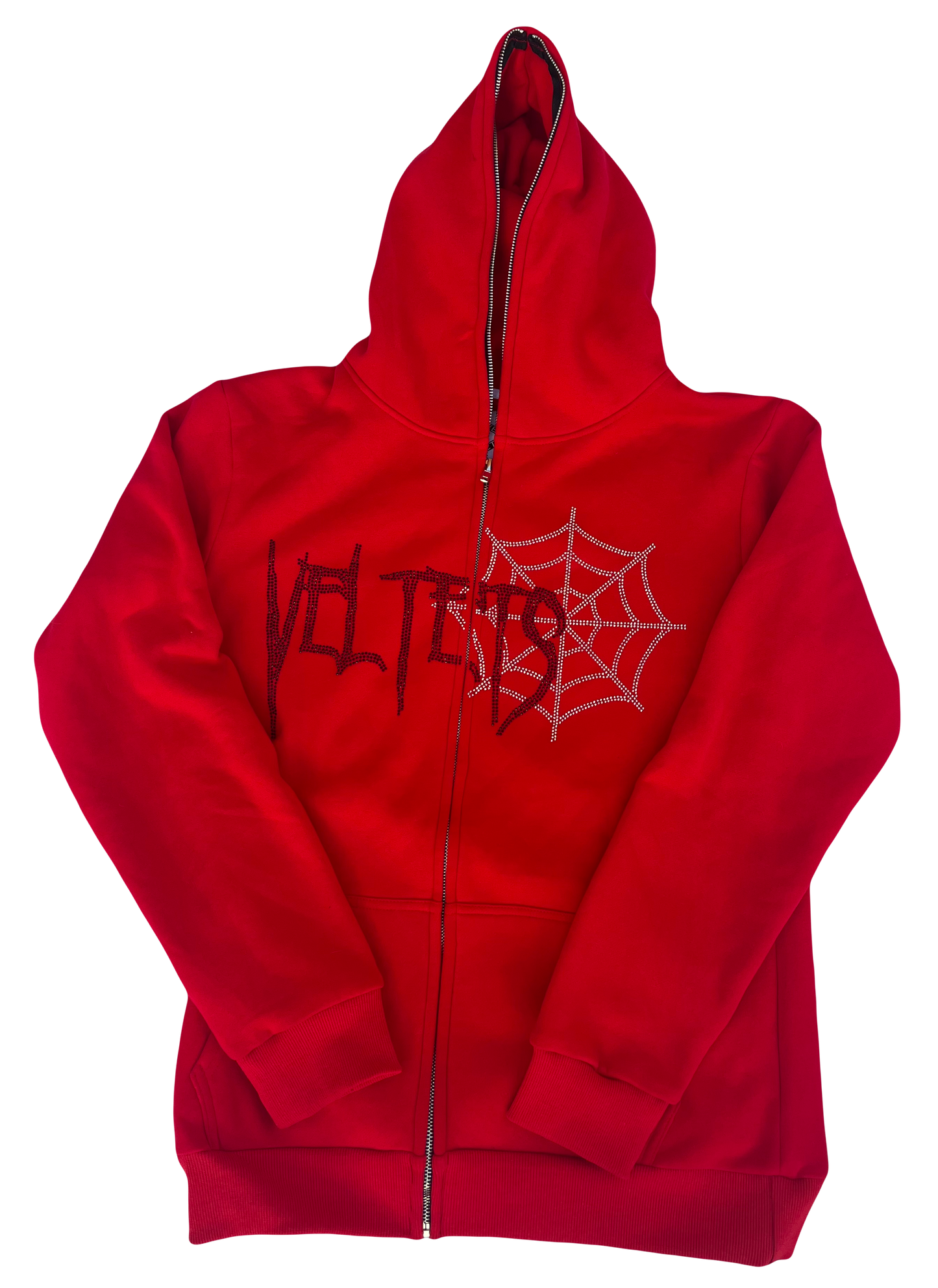 Webs rhinestone zip up (red)