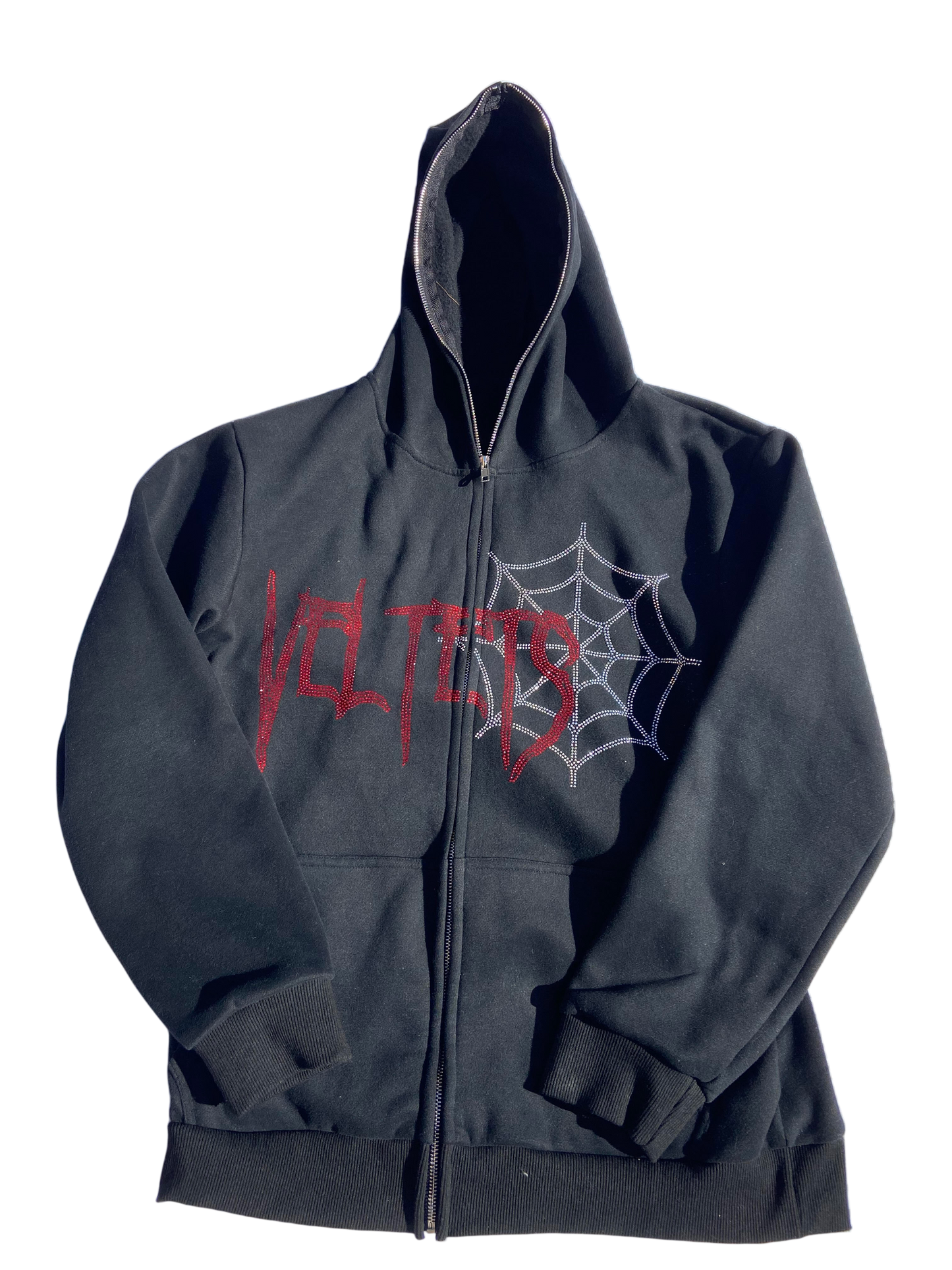 Rhinestone Webs zip up (black)