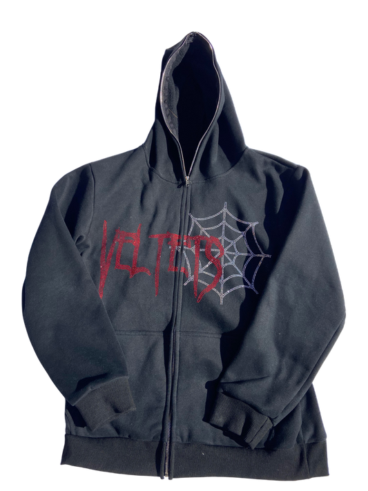 Rhinestone Webs zip up (black)