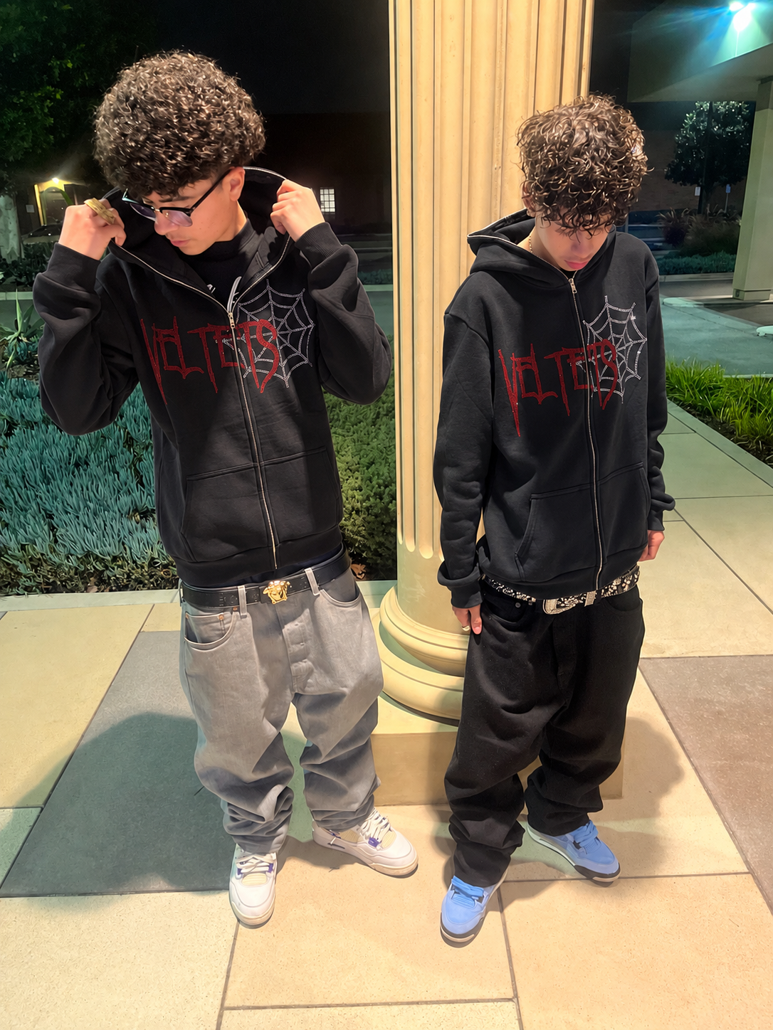 Rhinestone Webs Zip Up (Black)