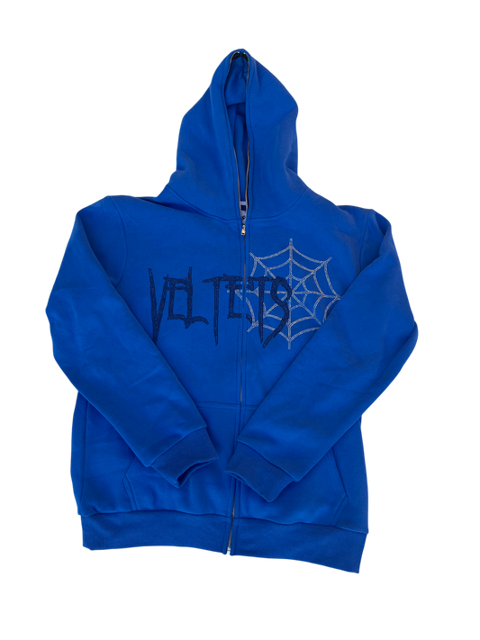 Rhinestone Webs Zip Up *Blue*