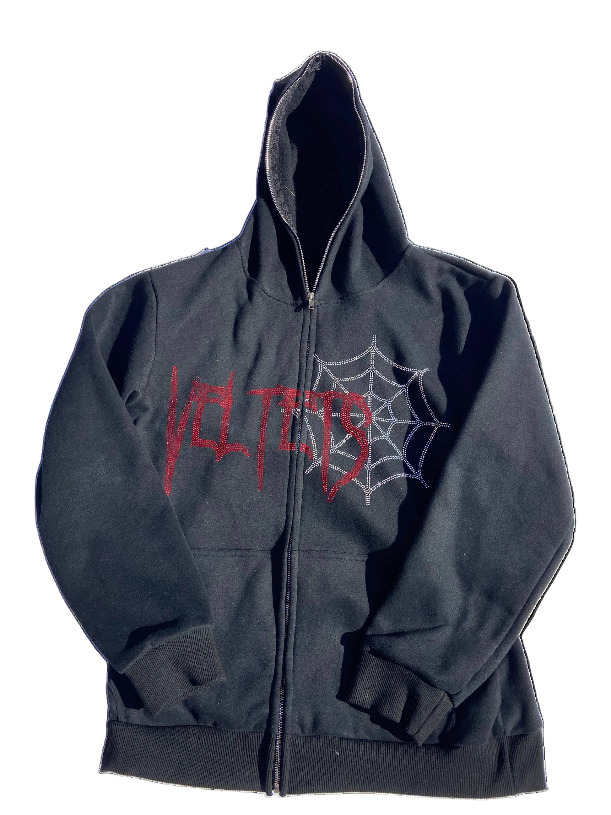 Rhinestone Webs zip up (black)